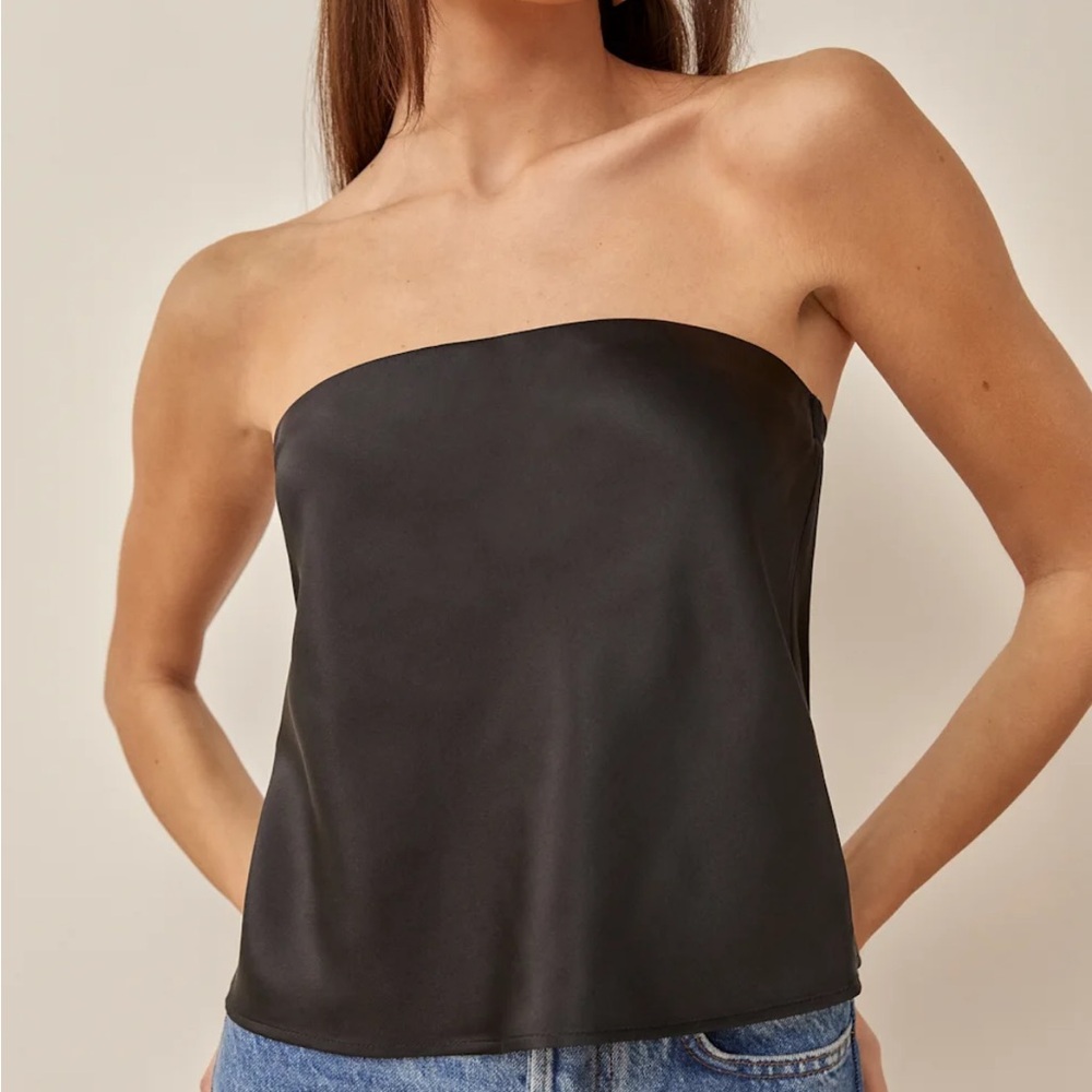 Reformation Spritz Silk Top in Black size XL